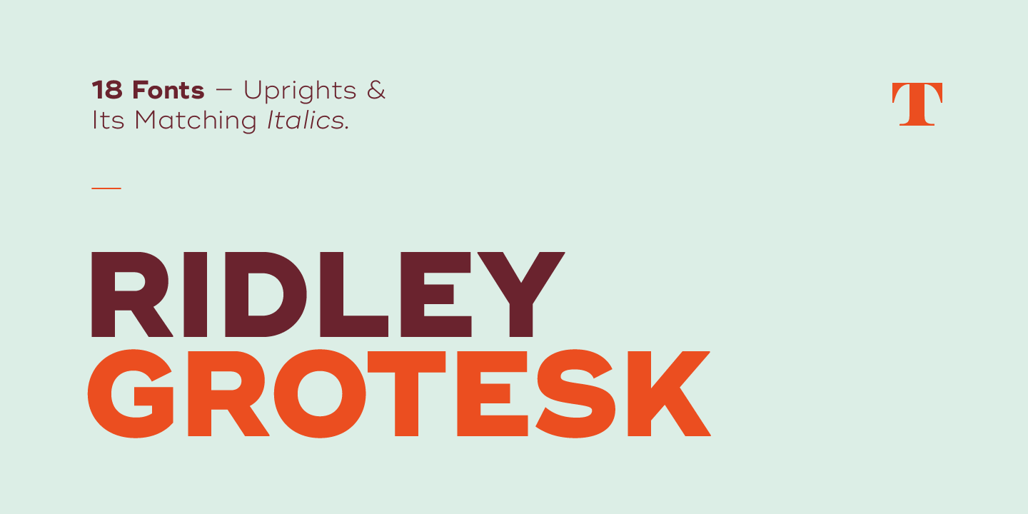 Ridley Grotesk Ultra Light Italic Font preview
